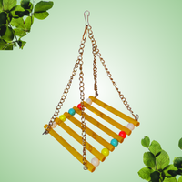 (Pack of 2) Straight Swings – Colorful Wooden Ladder & Swing Set for Parakeets, Cockatiels, Conures & Small Birds