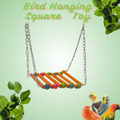 (Pack of 2) Straight Swings – Colorful Wooden Ladder & Swing Set for Parakeets, Cockatiels, Conures & Small Birds