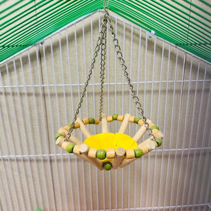 (Pack of 2) Round Bird Swings – Wooden Ladder & Colorful Swing Combo for Parakeets, Cockatiels, Conures & Small Birds