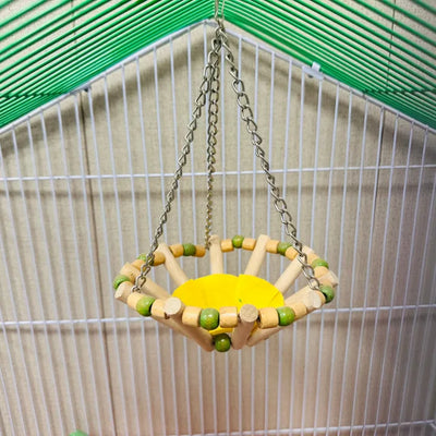 (Pack of 2) Round Bird Swings – Wooden Ladder & Colorful Swing Combo for Parakeets, Cockatiels, Conures & Small Birds