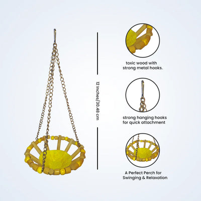 (Pack of 2) Round Bird Swings – Wooden Ladder & Colorful Swing Combo for Parakeets, Cockatiels, Conures & Small Birds